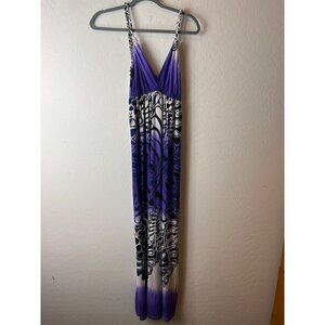 iB Diffusion Artsy Fun Print Maxi Dress Sz M Purple Black White